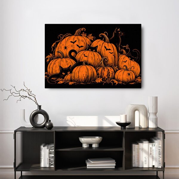Slika halloween bundeve s crnim mačkama