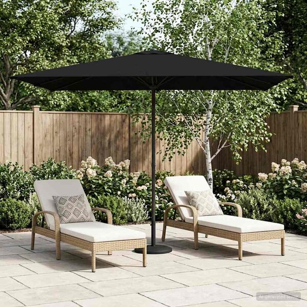 Vrtni suncobran 200 x 300 cm Poliester Pravokutni Crna - Crna / 200 x 300 cm