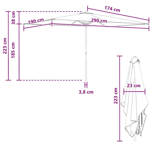 Vrtni suncobran 200 x 300 cm Poliester Pravokutni Antracit - Antracit / 200 x 300 cm