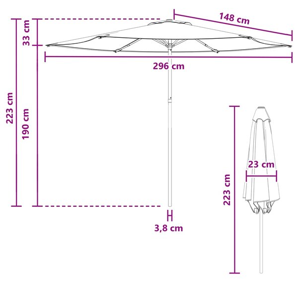 Vrtni suncobran 300 x 300 cm Poliester Pravokutni Žuta i bijela - Žuta / 300 x 300 cm