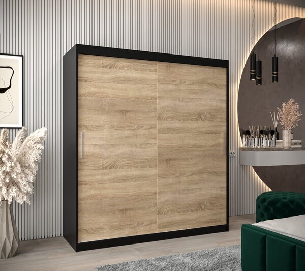 Zondo.hr Ormar za garderobu 180 cm Toki (crna mat + hrast sonoma). Akcija -17%. 1064838