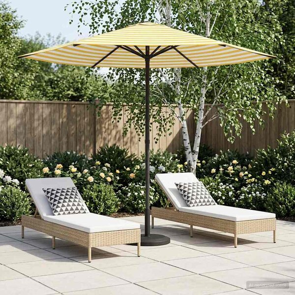 Vrtni suncobran 230 x 230 cm Poliester Pravokutni Žuta i bijela - Žuta / 230 x 230 cm