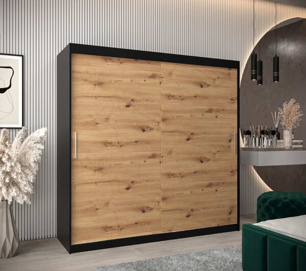Zondo.hr Ormar za garderobu 200 cm Toki (crna mat + hrast artisan). Akcija -18%. 1064851