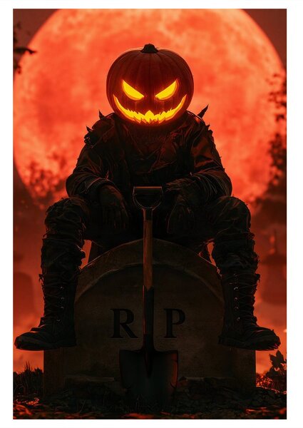 Slika halloween strava pod crvenim mjesecom
