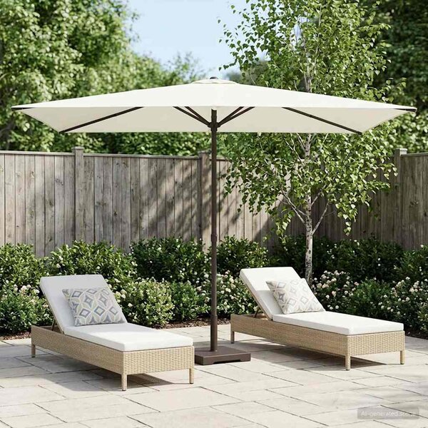 Vrtni suncobran 200 x 300 cm Poliester Pravokutni Krem - Krem / 200 x 300 cm