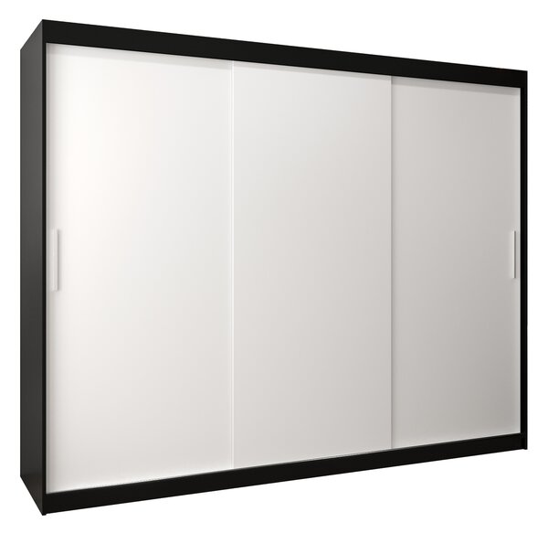 Ormar za garderobu 250 cm Toki (crna mat + bijela mat)