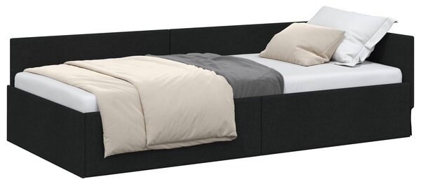 Kutni okvir kreveta s uzglavljem Crna 100 cm x 200 cm tkanina - Crna / 100 cm x 200 cm