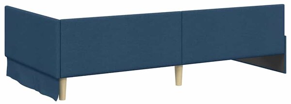 Kutni okvir kreveta s uzglavljem Plava 90 cm x 200 cm tkanina - Plava / 90 cm x 200 cm