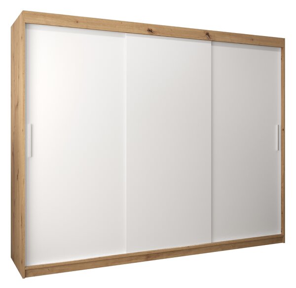 Ormar za garderobu 250 cm Toki (hrast artisan + bijela mat)