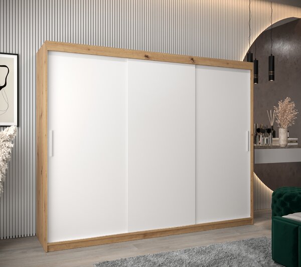 Ormar za garderobu 250 cm Toki (hrast artisan + bijela mat)