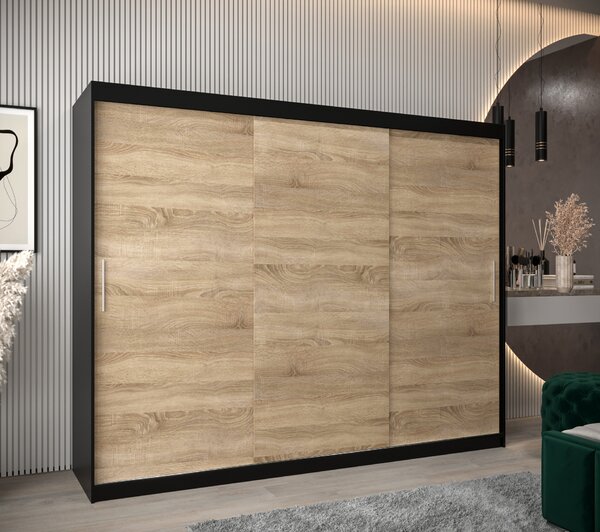 Zondo.hr Ormar za garderobu 250 cm Toki (crna mat + hrast sonoma). Akcija -18%. 1064866