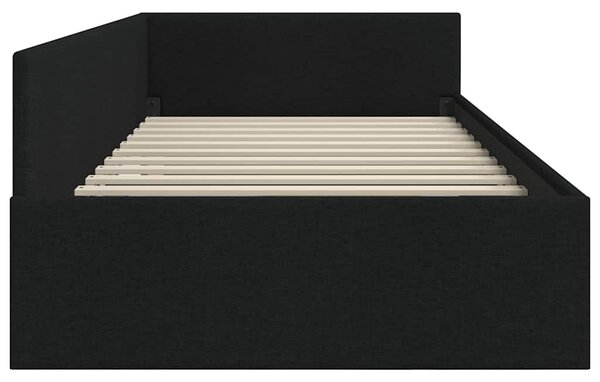 Kutni okvir kreveta s uzglavljem Crna 100 cm x 200 cm tkanina - Crna / 100 cm x 200 cm