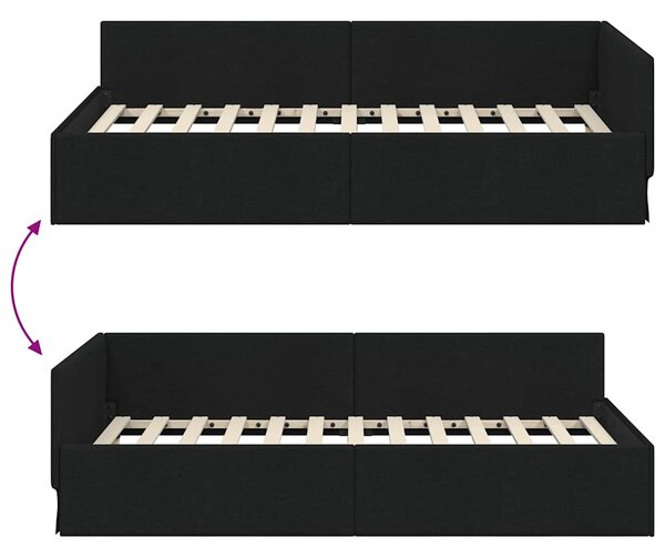 Kutni okvir kreveta s uzglavljem Crna 100 cm x 200 cm tkanina - Crna / 100 cm x 200 cm