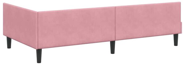 Kutni okvir kreveta Ružičasta 90 cm x 200 cm Baršun - Ružičasta / 90 cm x 200 cm