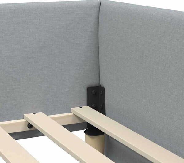 Kutni krevetni okvir s madracem 2 pcs Svijetlo siva tkanina - Svjetlosiva / 80 x 200 cm