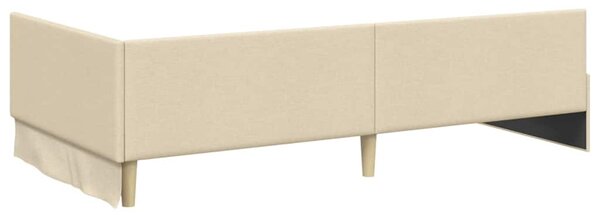 Kutni okvir kreveta s uzglavljem Krema 100 cm x 200 cm tkanina - Krem / 100 cm x 200 cm