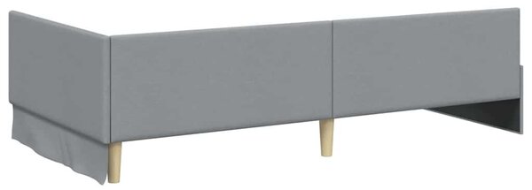 Kutni krevetni okvir s madracem 2 pcs Svijetlo siva tkanina - Svjetlosiva / 80 x 200 cm