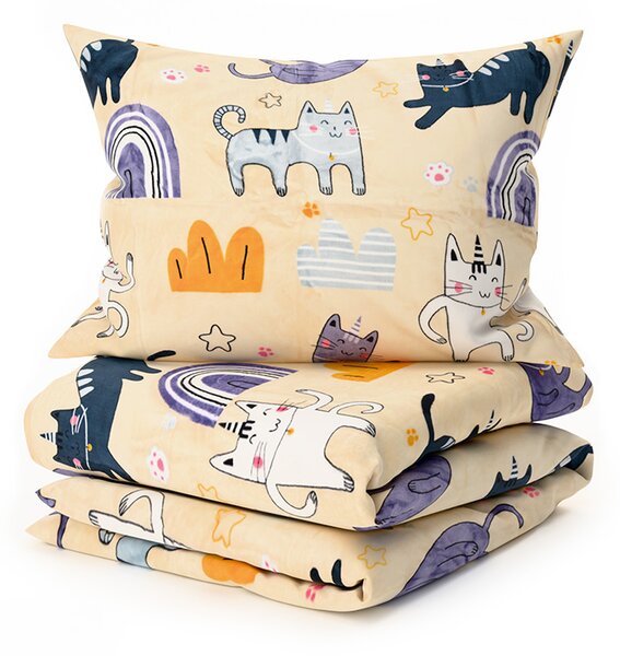 Posteljina mikropliš PURRSLEEP bež. Dimenzije posteljine: 2 kom 70 x 90 cm | 200 x 220 cm