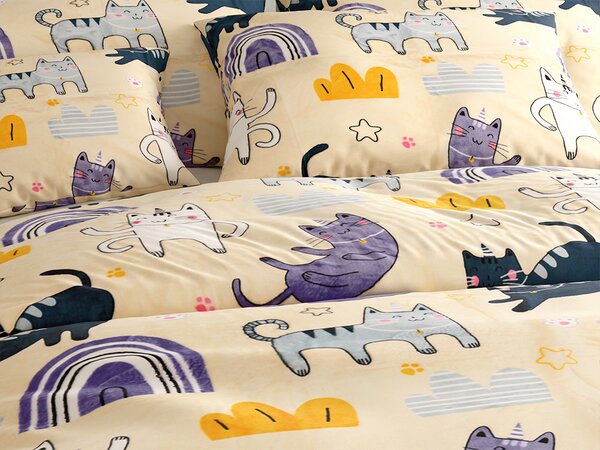 Posteljina mikropliš PURRSLEEP bež. Dimenzije posteljine: 2 kom 70 x 90 cm | 200 x 220 cm