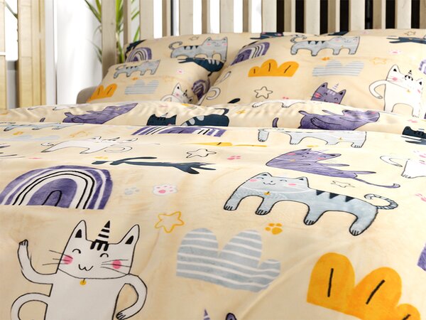 Posteljina mikropliš PURRSLEEP bež. Dimenzije posteljine: 2 kom 70 x 90 cm | 200 x 220 cm