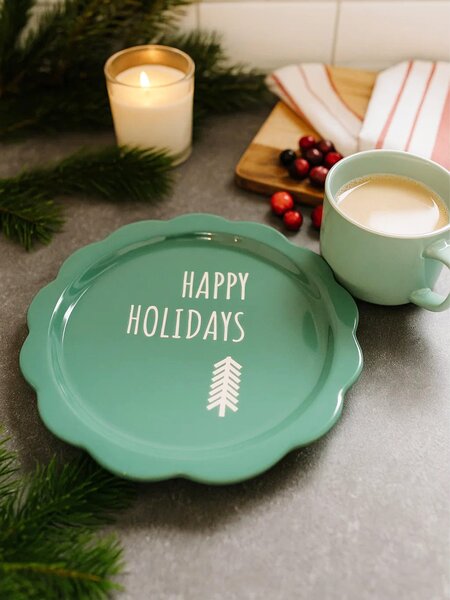 Sinsay - Božićni keramički tanjur s natpisom Happy Holidays