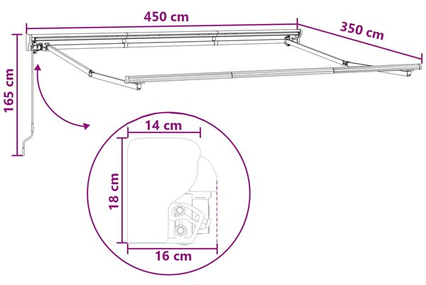 Ručno sklopiva tenda Pijesak 4,5 × 3,5 m Poliester i aluminij - Bijela / 4,5 × 3,5 m