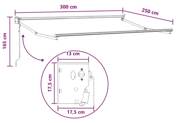 Nadstrešnica Sivosmeđa 3 x 2,5 m Poliester i metal - Smeđesiva / 3 x 2,5 m
