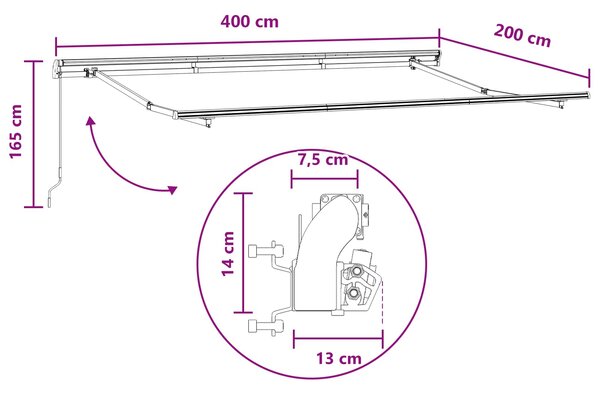 Skrovita tenda Pijesak 4 x 2 m tkanina - Žuta / 4 x 2 m