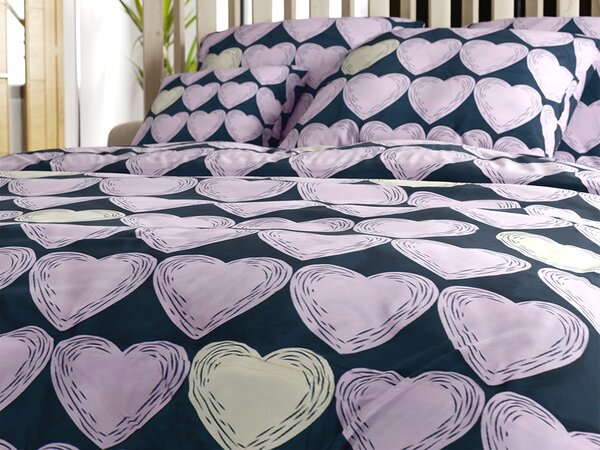 Posteljina od mikrovlakana VIOLET HEARTS svijetlo ljubičasta Dimenzije posteljine: 2 kom 70 x 80 cm | 160 x 200 cm