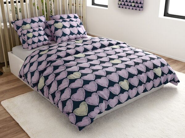 Posteljina od mikrovlakana VIOLET HEARTS svijetlo ljubičasta Dimenzije posteljine: 2 kom 70 x 80 cm | 160 x 200 cm