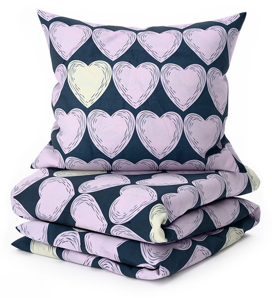 Posteljina od mikrovlakana VIOLET HEARTS svijetlo ljubičasta Dimenzije posteljine: 2 kom 70 x 80 cm | 160 x 200 cm