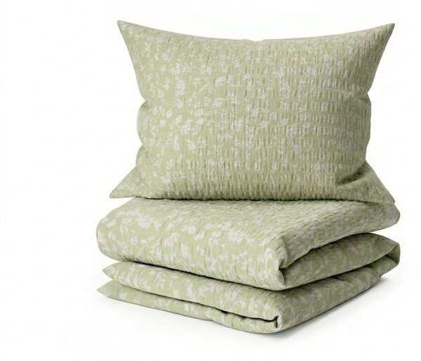 Krepp posteljina od Renforcé pamuka GREEN FLOWERS zelena Dimenzije posteljine: 70 x 90 cm | 140 x 200 cm