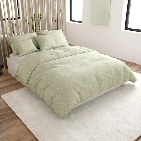 Krepp posteljina od Renforcé pamuka GREEN FLOWERS zelena Dimenzije posteljine: 70 x 90 cm | 140 x 200 cm