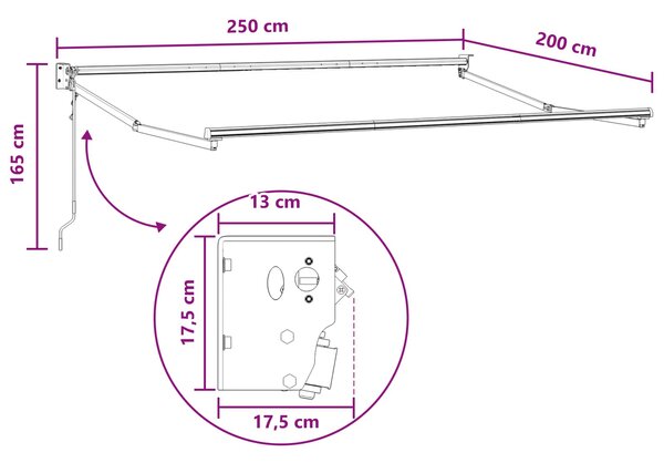 Nadstrešnica Sivosmeđa 2,5 x 2 m Poliester i metal - Smeđesiva / 2,5 x 2 m