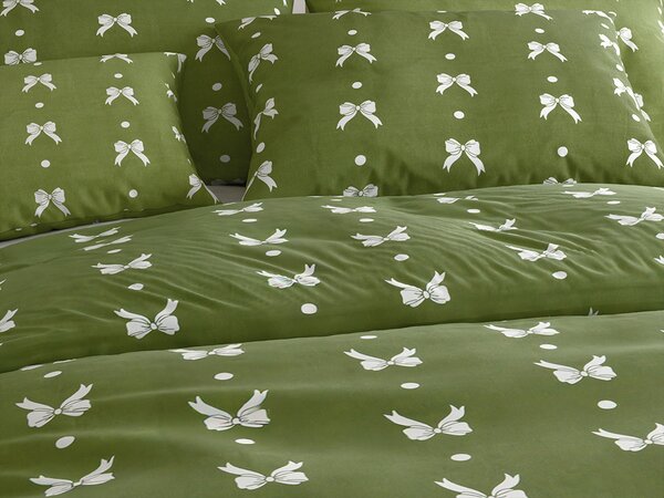 Posteljina od mikroflanela WHITE BOW zelena Dimenzije posteljine: 70 x 90 cm | 140 x 200 cm