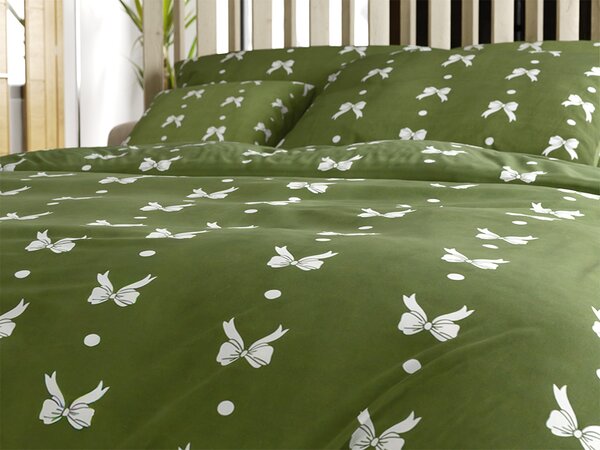 Posteljina od mikroflanela WHITE BOW zelena Dimenzije posteljine: 70 x 90 cm | 140 x 200 cm