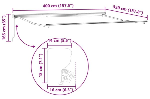 Ručno sklopiva tenda Crvena i bijela 4 × 3,5 m - Bijela / 4 × 3,5 m