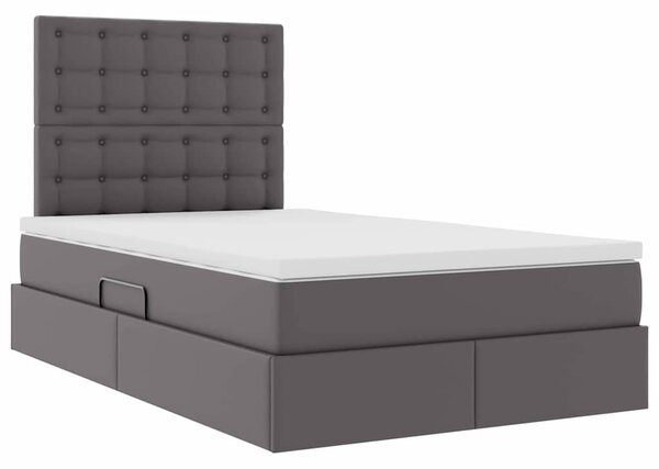 Krevet s od storage s madracem Siva 120 x 200 cm Lažna koža - Siva / 120 x 200 cm
