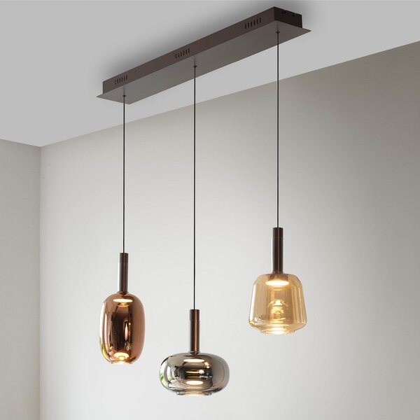 Paul Neuhaus Neuhaus, Irides LED viseća lampa, dužina 90 cm, šarena, staklo, prigušiva, Višebojno, Dnevni boravak/blagovaonica, Staklo