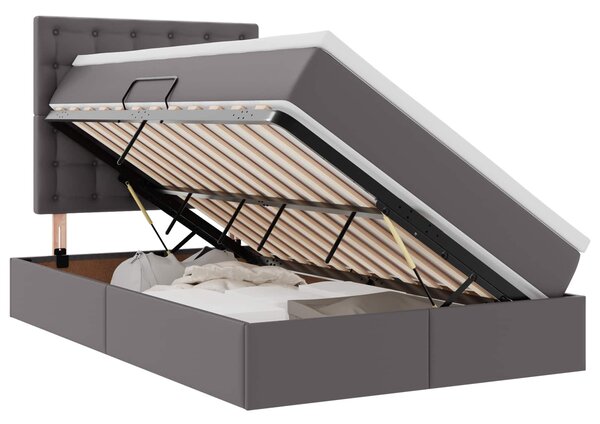 Krevet s od storage s madracem Siva 120 x 200 cm Lažna koža - Siva / 120 x 200 cm