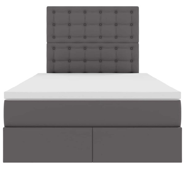 Krevet s od storage s madracem Siva 120 x 200 cm Lažna koža - Siva / 120 x 200 cm