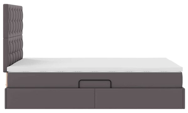 Krevet s od storage s madracem Siva 120 x 200 cm Lažna koža - Siva / 120 x 200 cm