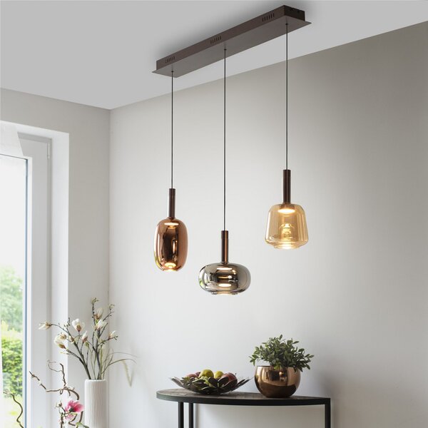 Paul Neuhaus Neuhaus, Irides LED viseća lampa, dužina 90 cm, šarena, staklo, prigušiva, Višebojno, Dnevni boravak/blagovaonica, Staklo