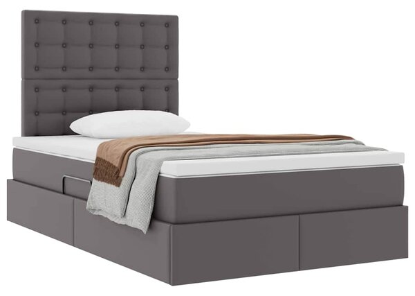 Krevet s od storage s madracem Siva 120 x 200 cm Lažna koža - Siva / 120 x 200 cm