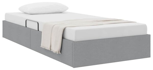 Krevet s od storage Svijetlo siva 90 x 190 cm tkanina - Siva / 90 x 190 cm