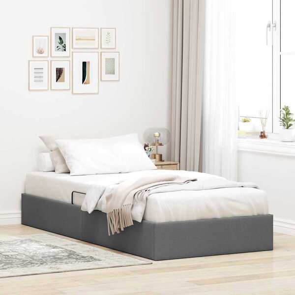 Krevet s od storage s uzglavljem Tamno siva 90 x 190 cm tkanina - Siva / 90 x 190 cm