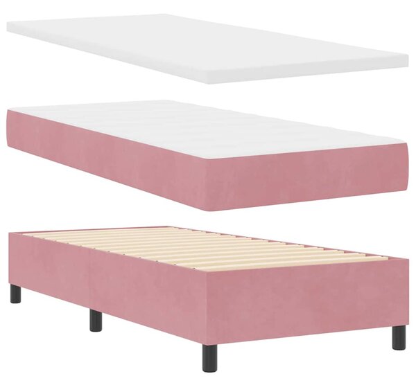 Krevet s opruga kutije Ružičasta 80 x 200 cm Baršun - Ružičasta / 80 x 200 cm