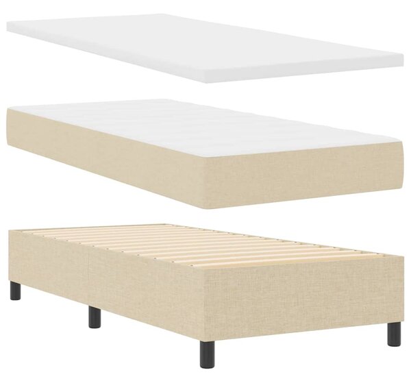 Krevet s opruga kutije s LED trakama Krema 100 x 200 cm tkanina - Krem / 100 x 200 cm