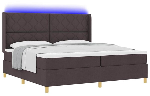 Krevet s opruga kutije s LED trakama Smeđa 200 x 200 cm tkanina - Smeđa / 200 x 200 cm