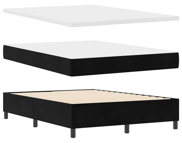 Krevet s opruga kutije s madracem Crna 190 x 140 cm Baršun - Crna / 190 x 140 cm